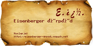 Eisenberger Árpád névjegykártya